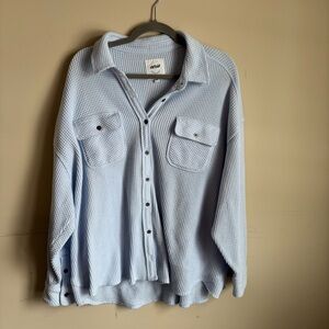 Aerie Soft Blue Waffle Knit Top